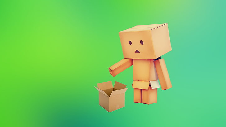 Danbo, cardboard robot, robot, cardboard, green, box, fictional character,  HD wallpaper | Wallpaperbetter