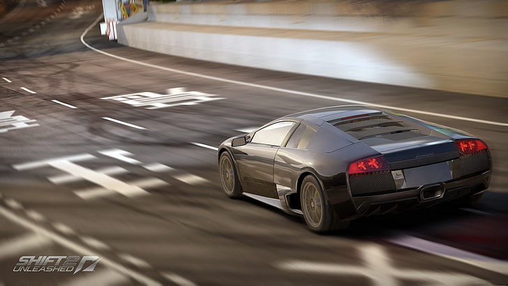 grå Lamborghini sportbil, Shift 2 Unleash-affisch, Need for Speed: Shift, HD tapet