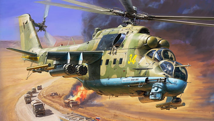 Cocodrilo, Hind, Mi-24P, helicóptero de ataque ruso, OKB M. L. Mil., Pistola Mi-24 GSH-30K, Fondo de pantalla HD