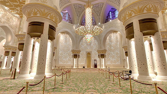 Sheikh Zayed Mosque Abu Dhabi Emirati Arabi Uniti Sala di preghiera Interior Design Sfondi desktop HD 1920 × 1080, Sfondo HD HD wallpaper