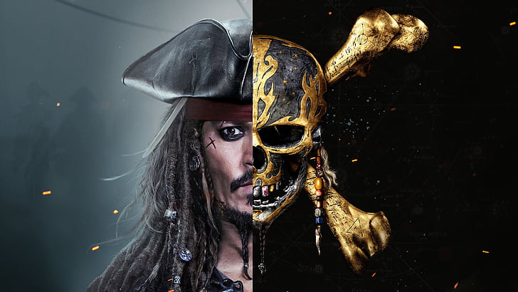 Дигитален тапет „Карибски пирати“ и „Джак Спароу“, „Карибски пирати: Мъртвите не разказват приказки“, Джони Деп, капитан Джак Спароу, HD тапет