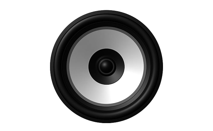 Haut-parleur, illustration du subwoofer noir et gris, musique, haut-parleur, Fond d'écran HD