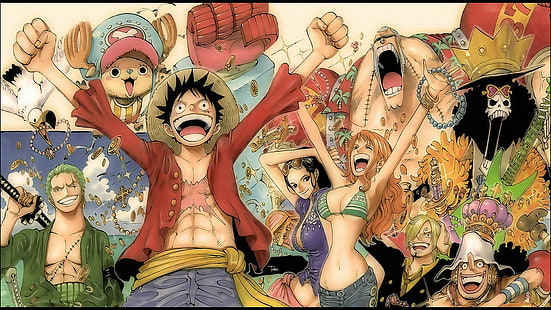 One Piece, Usopp, аниме, Monkey D. Luffy, Nico Robin, Tony Tony Chopper, Brook, Roronoa Zoro, Sanji, Nami, HD тапет HD wallpaper