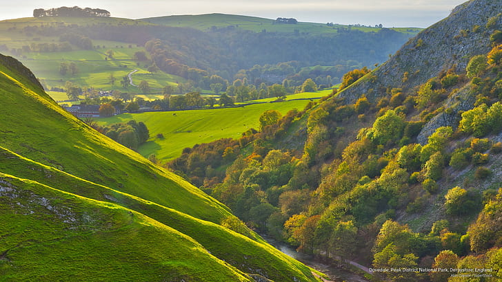 Dovedale, Parque Nacional Peak District, Derbyshire, Inglaterra, Natureza, HD papel de parede