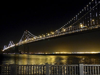 golden gate bridge with lights during nighttime, The Bay Lights, Lights on, San Francisco  golden gate, golden gate bridge, nighttime, travel, USA, California, San Francisco  Bay Bridge, night, sculpture, Leo Villareal, Bay Lights, new York City, bridge - Man Made Structure, architecture, famous Place, manhattan - New York City, brooklyn - New York, river, cityscape, manhattan Bridge, urban Scene, urban Skyline, city, HD wallpaper HD wallpaper