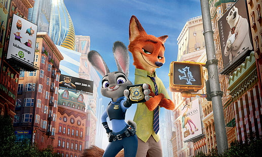 Zootopia fox and rabbit poster, Zootopia, Judy Hopps, Nick Wilde, 4K, 8K, HD tapet HD wallpaper