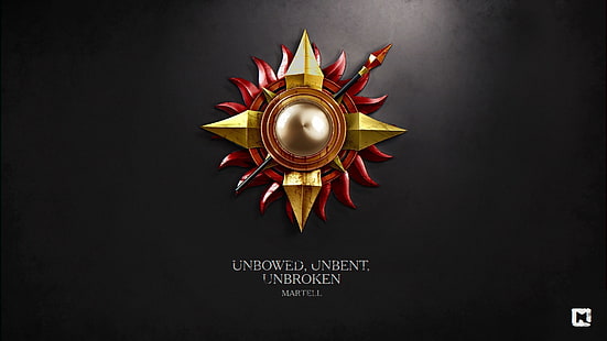 Unbowed, Unbent, Unbroken logo, Game of Thrones, A Song of Ice and Fire, digital art, House Martell, sigils, HD tapet HD wallpaper