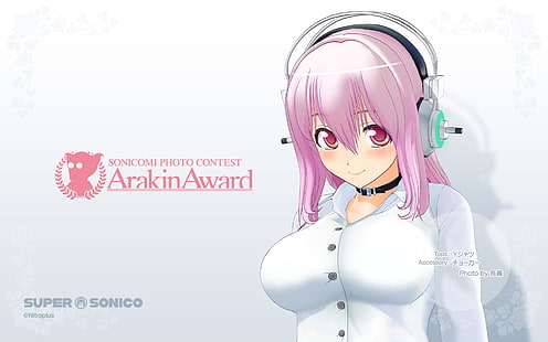 super sonico, headphones, anime girl, Anime, HD wallpaper HD wallpaper