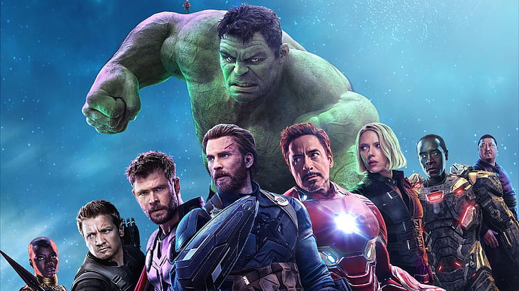 avengers 4, films, films 2019, hd, affiche, iron man, hulk, capitaine amérique, veuve noire, thor, machine de guerre, fourmi homme, Fond d'écran HD