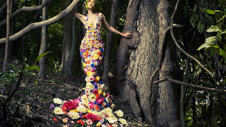 ความคิดสร้างสรรค์ผู้หญิงดอกไม้ผู้หญิงนอกบ้าน, วอลล์เปเปอร์ HD