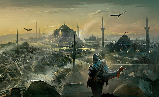 Assassin's Creed Revelations Ezio ، رسم توضيحي للعبة Assassin's Creed ، ألعاب ، Assassin's Creed ، ezio ، فنون مفهوم الكشف عن قاتل العقيدة ، عقيدة القاتل ، اكتشافات عقيدة القاتل ، الرسم ، إكتشافات قاتل العقيدة ezio، خلفية HD HD wallpaper