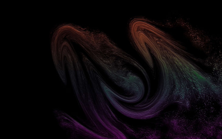 abstract, background, black background, colour mix, green, orange, purple, wave, HD wallpaper