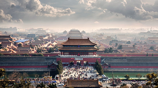 castle, forbidden city, skyline, cityscape, cloud, sky, asia, beijing, china, 5k, 5k uhd, HD wallpaper HD wallpaper