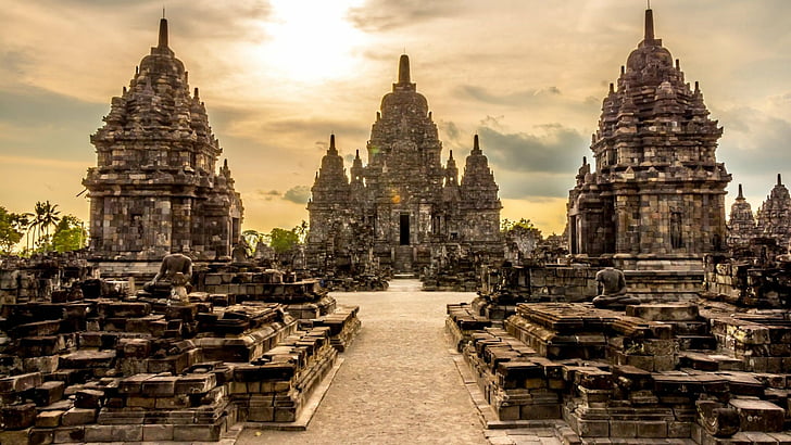 المعابد ، معبد برامبانان ، المعبد الهندوسي ، إندونيسيا ، جاوة (إندونيسيا)، خلفية HD