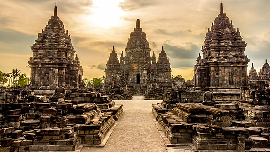 寺院、プランバナン寺院、ヒンズー教寺院、インドネシア、ジャワ（インドネシア）、 HDデスクトップの壁紙 HD wallpaper