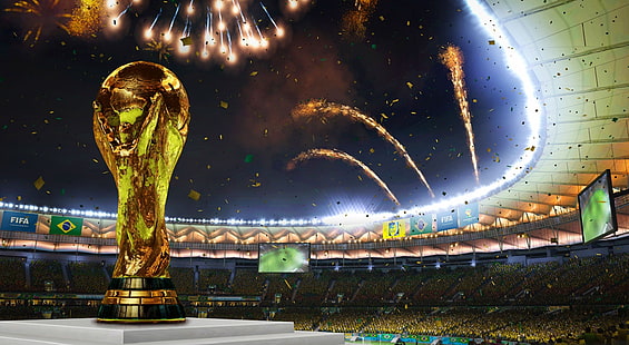 2014 20a Coppa del Mondo FIFA, stadio verde e marrone, sport, calcio, mondo, Fifa, coppa del mondo, brasile, 20, 2014, Sfondo HD HD wallpaper