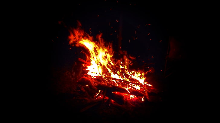 ogień, natura, ciemność, Tapety HD