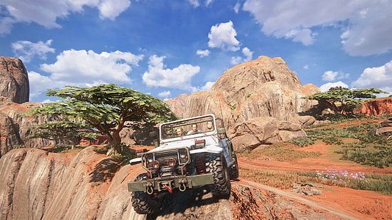 SUV Jeep Wrangler hitam dan abu-abu, Uncharted 4: A Thief's End, uncharted, PlayStation 4, Wallpaper HD HD wallpaper