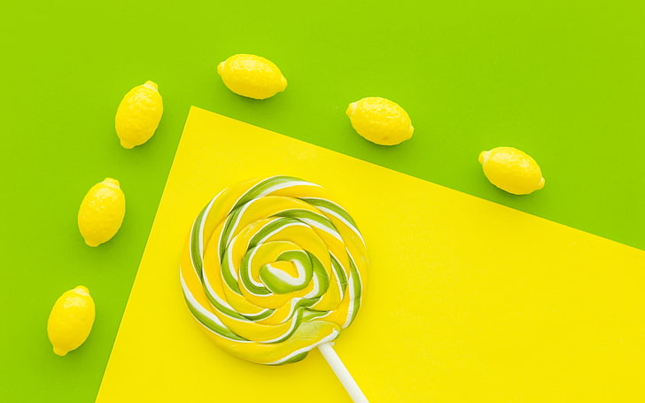:-), fruit, candy, lollipop, green, texture, yellow, lemon, HD wallpaper