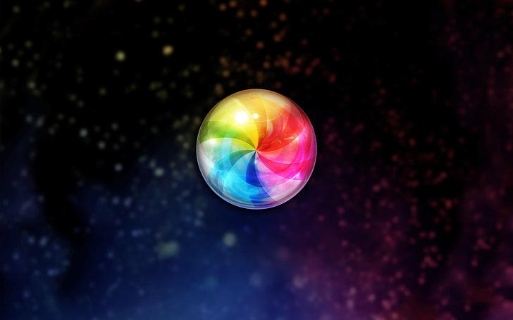 okrągłe wielokolorowe logo, grafika, minimalizm, sztuka cyfrowa, OS X, Apple Inc., Tapety HD