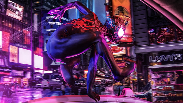 Spiderman en el verso araña, 2018 películas, películas, Spiderman, películas animadas, hd, obras de arte, artista, deviantart, 4k, Fondo de pantalla HD