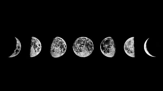 przestrzeń, księżyc, fazy księżyca, ciemność, Tapety HD HD wallpaper