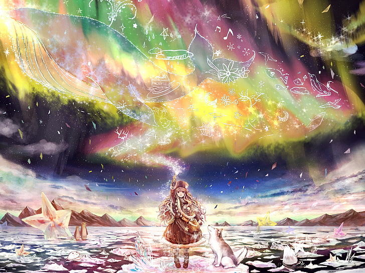 Fantasiekunst, Aurorae, Magie, Anime Girls, Anime, HD-Hintergrundbild