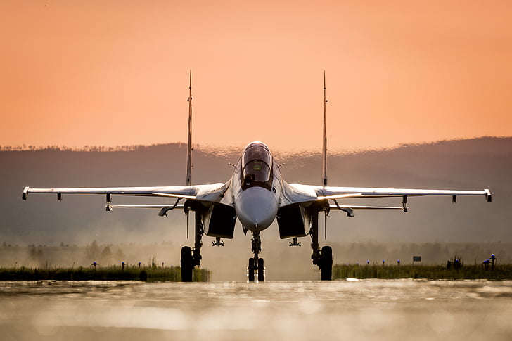 เครื่องบินขับไล่สีเทา Sukhoi Su-30 เครื่องบินรบกองทัพอากาศรัสเซีย 4K, วอลล์เปเปอร์ HD