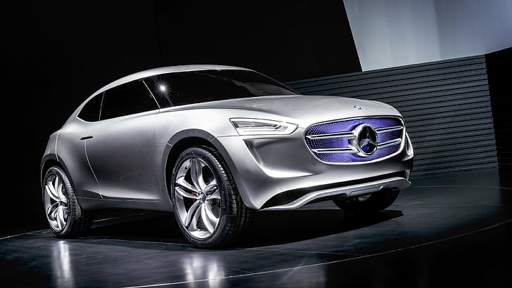 silver Mercedes-Benz coupe, Mercedes-Benz Vision G-Code, hybrid, Mercedes, hydrogen, SUV, supercar, luxury cars, concept, ecosafe, HD wallpaper