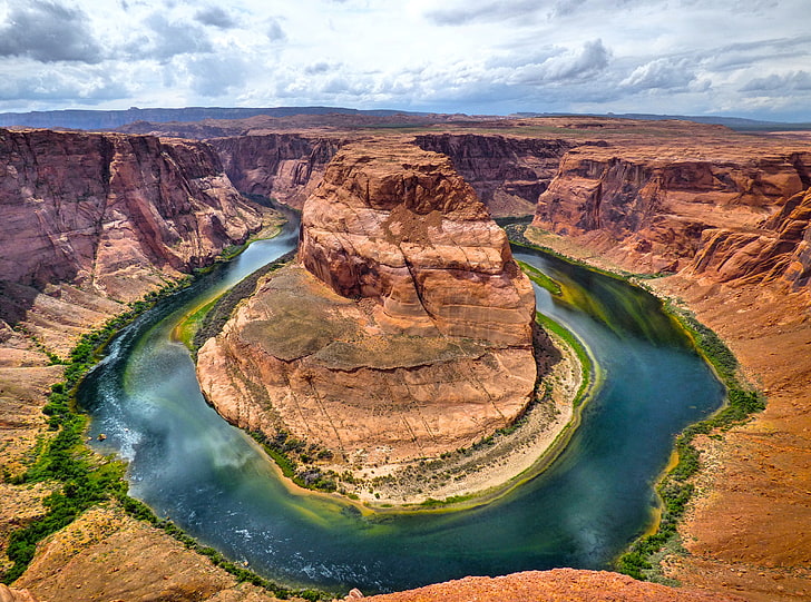 Horseshoe Bend, brown stone formation, United States, Arizona, landscape, usa, river, mountain, grand canyon, horseshoe bend, HD wallpaper