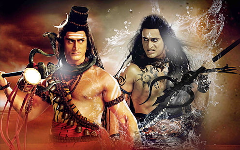 Epic War On Mahadev, двама мъже дигитален тапет, Бог, лорд Шива, шива, лорд, HD тапет HD wallpaper