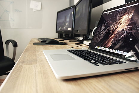 MacBook Pro, scrivania, computer, laptop, ufficio, Sfondo HD HD wallpaper