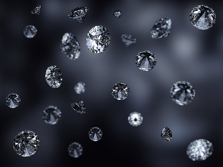 pedras preciosas de diamante, macro, diamantes, fundo preto, HD papel de parede