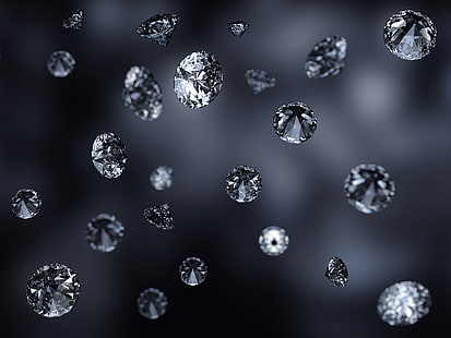 алмазные драгоценные камни, макро, бриллианты, черный фон, HD обои HD wallpaper