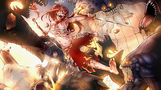 Scarlet Erza เท้าเปล่า Fairy Tail, วอลล์เปเปอร์ HD HD wallpaper