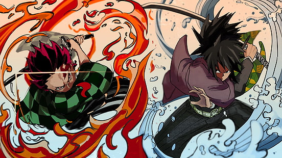  Anime, Demon Slayer: Kimetsu no Yaiba, Giyuu Tomioka, Tanjirou Kamado, HD wallpaper HD wallpaper