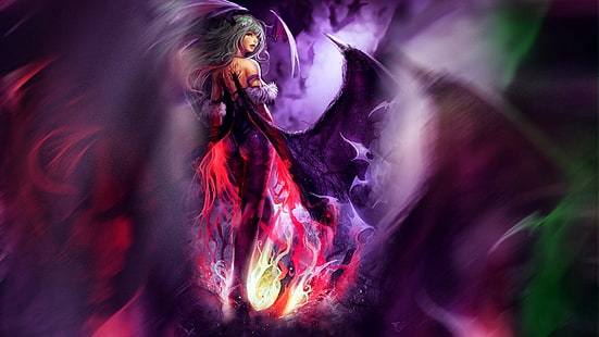 fantasy art, Morrigan, Morrigan Aensland, fantasy girl, Darkstalkers, Sfondo HD HD wallpaper