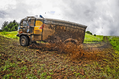흙, 진흙, 경주, 트럭, 차량, HD 배경 화면 HD wallpaper