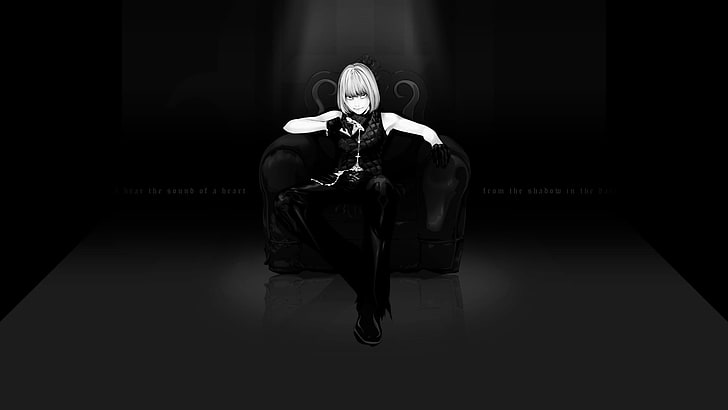 anime karaktär illustration, Death Note, svartvitt, Mello (Death Note), animeflickor, anime, HD tapet
