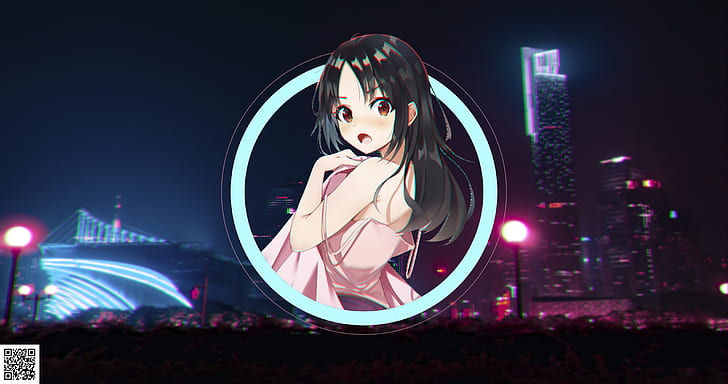 Kaguya Shinomiya, Kaguya-Sama: Liebe ist Krieg, Anime Girls, Anime, rote Augen, dunkles Haar, offener Mund, HD-Hintergrundbild