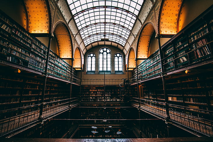 Bücher, Bibliothek, Symmetrie, HD-Hintergrundbild