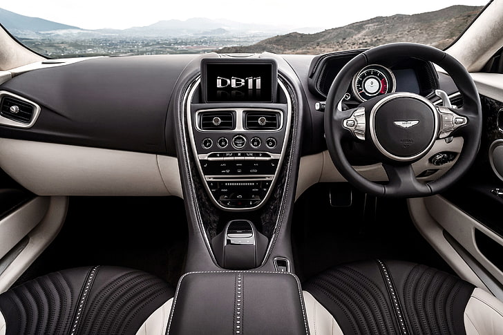 Interior, Salón del Automóvil de Ginebra 2016, Aston Martin DB11, Fondo de pantalla HD
