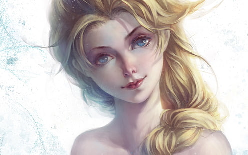 디즈니 겨울 왕국 Elsa anime, Princess Elsa, 겨울 왕국 (movie), artwork, movies, HD 배경 화면 HD wallpaper