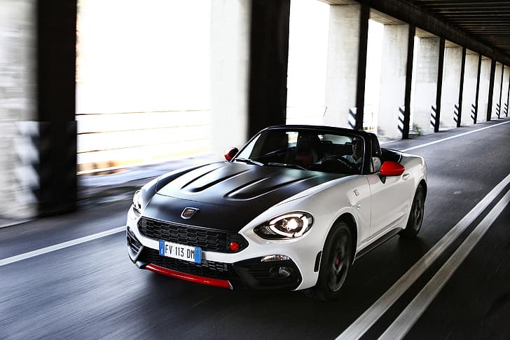 support، Roadster، spider، black and white، double، Abarth، 2016، 124 Spider، خلفية HD