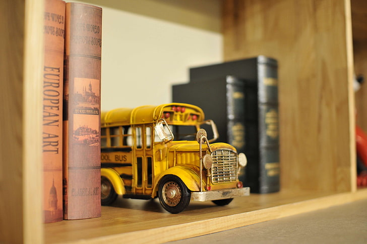 action, blur, bookcase, books, bookshelves, bus, data, education, indoors, knowledge, learning, library, literature, props, research, row, school, school bus, shelf, stock, text, toy, travel, university, vehicle, wood, HD wallpaper