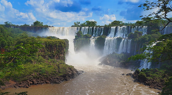 イグアスの滝、滝、南アメリカ、ブラジル、滝、公園、滝、カショエイラ、パラナ、イグアス、イグアス、イグアス、カタラタス、フォズドイグアス、 HDデスクトップの壁紙 HD wallpaper