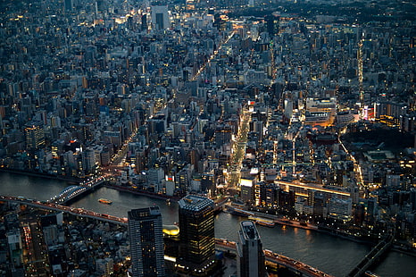 都市、都市景観、日本、夜景、東京、 HDデスクトップの壁紙 HD wallpaper