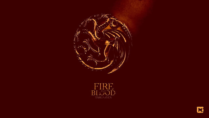 Лого на Fire Blood, Игра на тронове, House Targaryen, дракон, сигили, червено, HD тапет