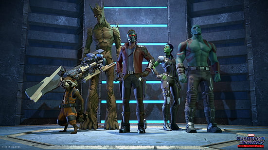 비디오 게임, 은하계의 수호자 : Telltale Series, Drax The Destroyer, Gamora, Groot, 은하계의 수호자, 로켓 너구리, 스타로드, HD 배경 화면 HD wallpaper