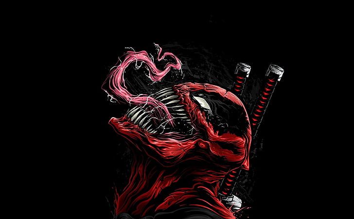 Deadpool Venom Illustration Artwork Comics, Kreskówki, Inni, Ilustracja, Komiksy, Grafika, Deadpool, Venom, supervillain, Tapety HD